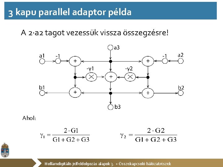 3 kapu parallel adaptor példa A 2 a 2 tagot vezessük vissza összegzésre! Ahol: