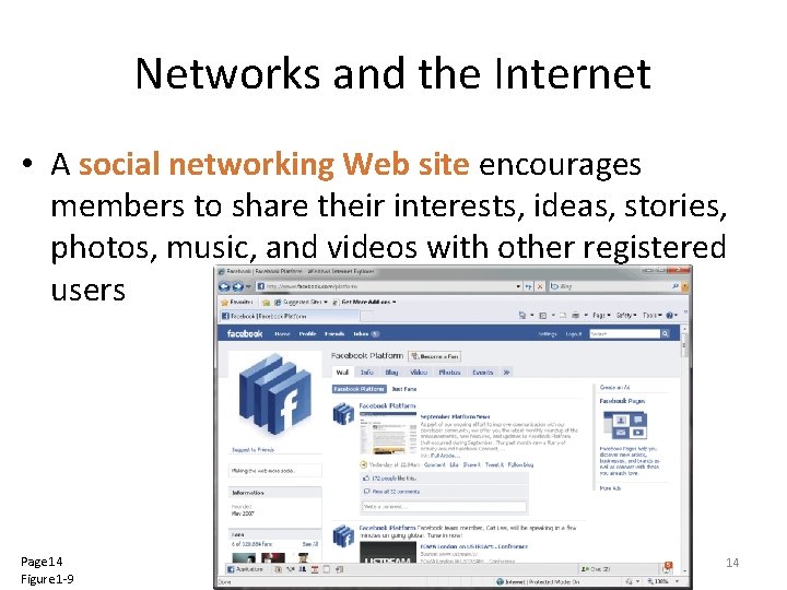 Networks and the Internet • A social networking Web site encourages members to share Networks and the Internet • A social networking Web site encourages members to share