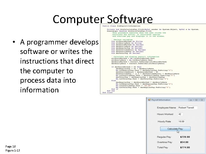 Computer Software • A programmer develops software or writes the instructions that direct the Computer Software • A programmer develops software or writes the instructions that direct the
