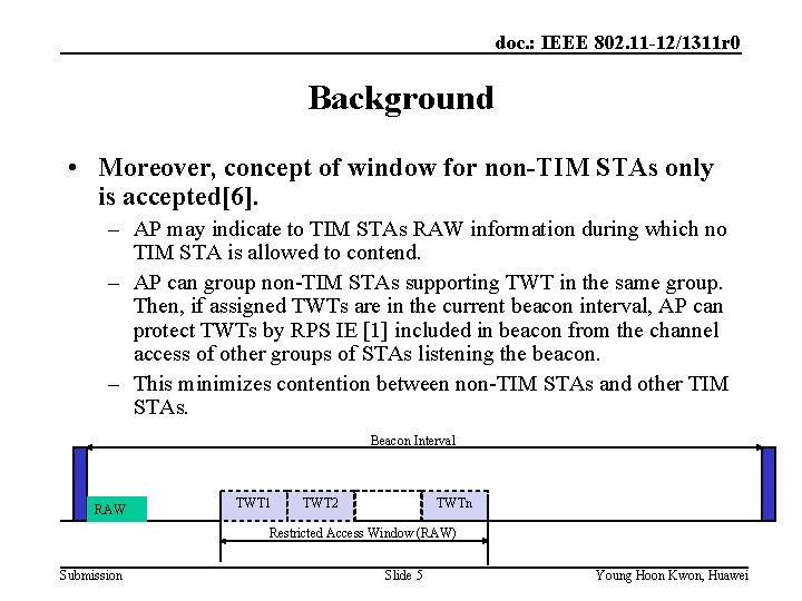 doc. : IEEE 802. 11 -12/1311 r 0 Background • Moreover, concept of window