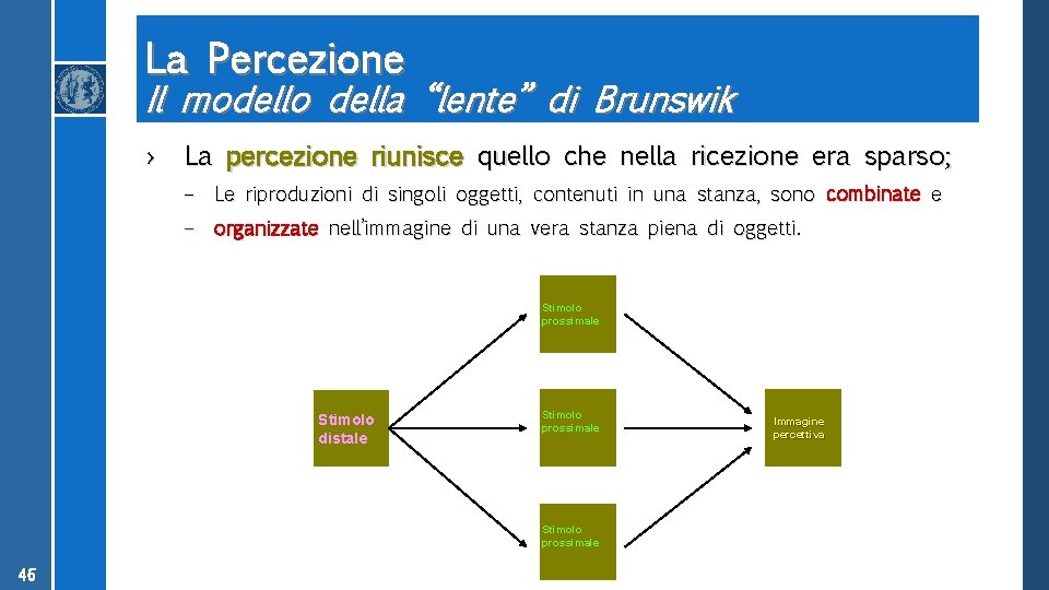 La Percezione Il modello della “lente” di Brunswik › La percezione riunisce quello che