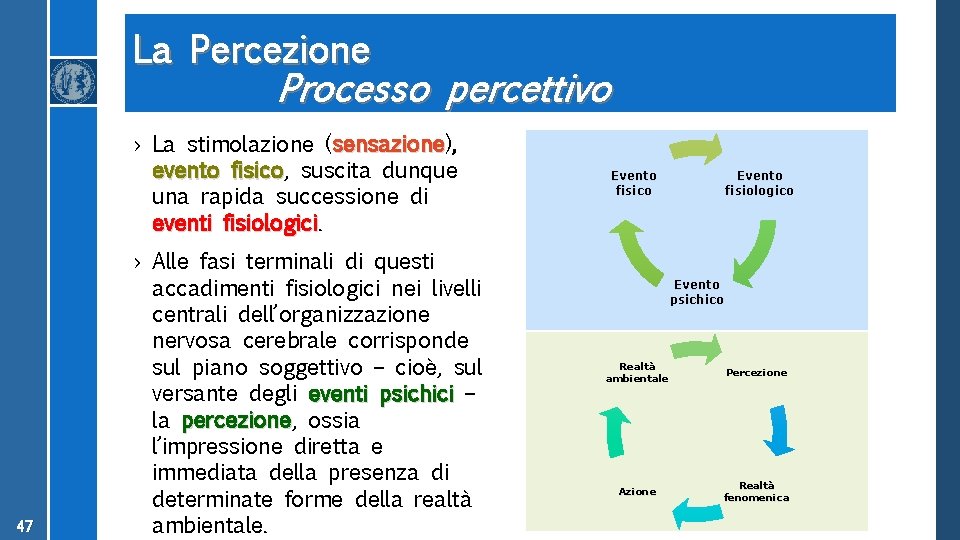 La Percezione Processo percettivo › La stimolazione (sensazione), sensazione evento fisico, fisico suscita dunque