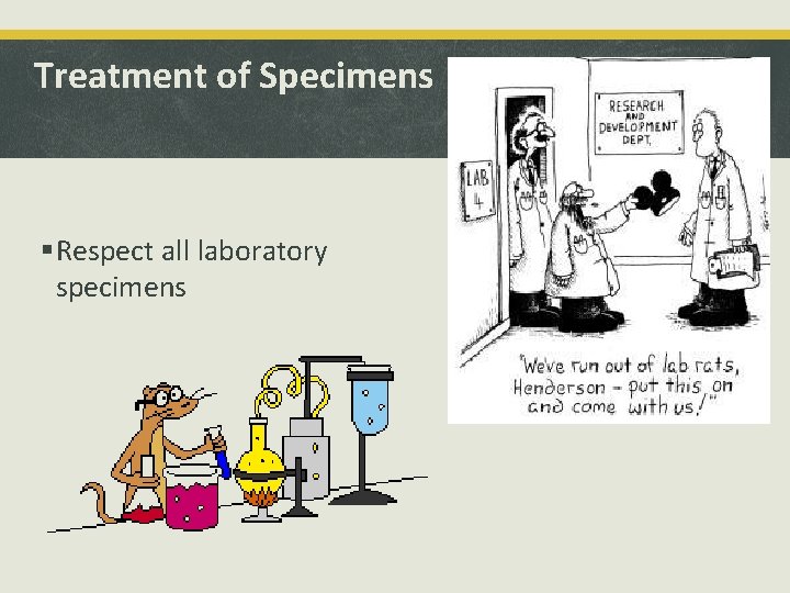 Treatment of Specimens §Respect all laboratory specimens 