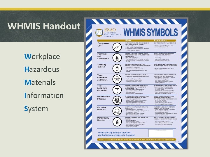 WHMIS Handout Workplace Hazardous Materials Information System 