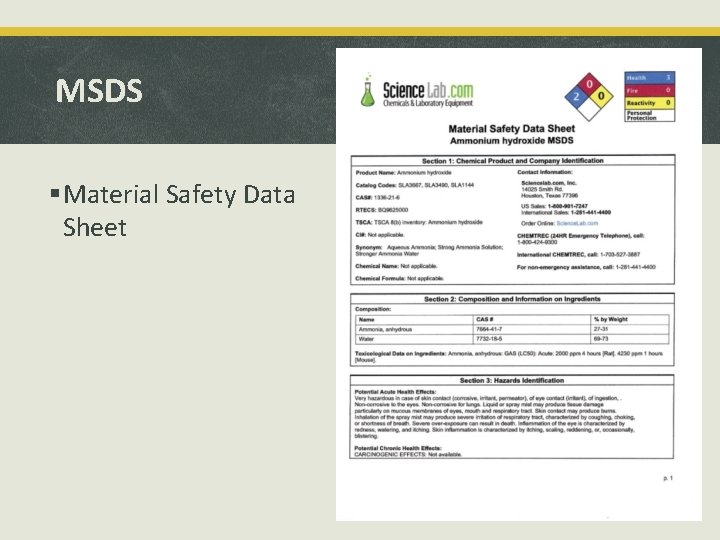 MSDS §Material Safety Data Sheet 