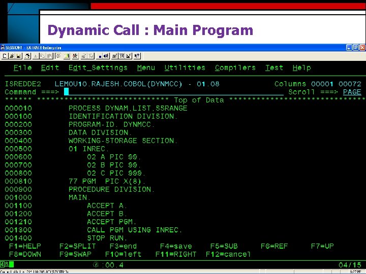 Dynamic Call : Main Program 