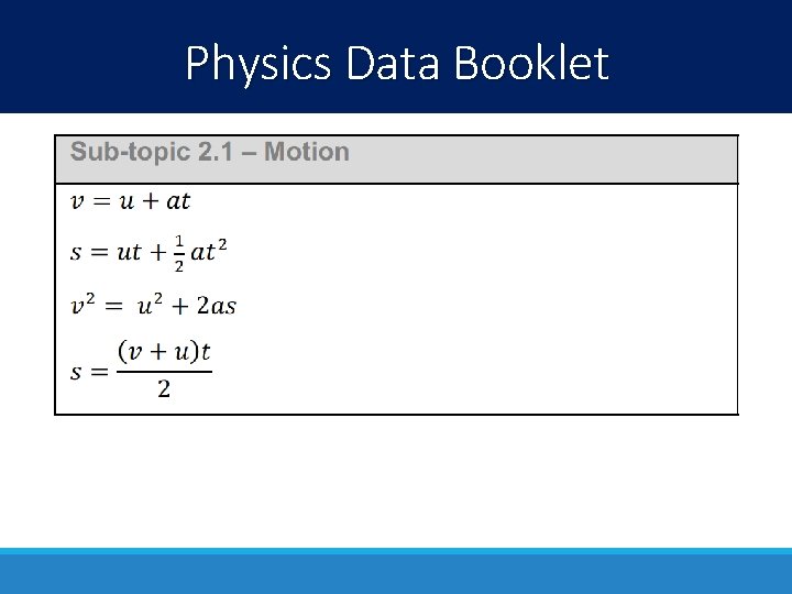 Physics Data Booklet 