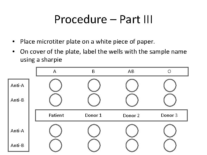 Procedure – Part III • Place microtiter plate on a white piece of paper.