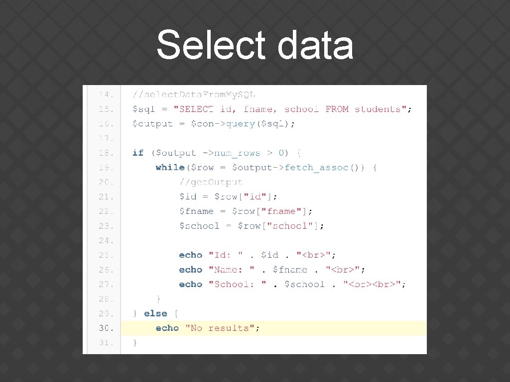 Select data 