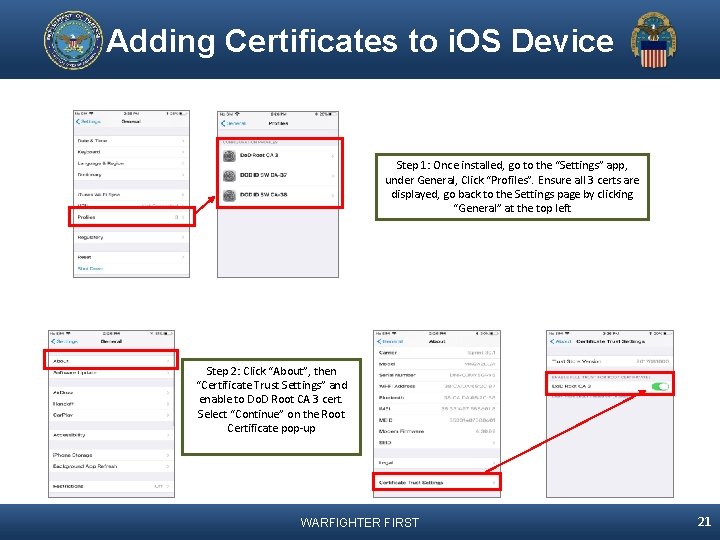 Adding Certificates to i. OS Device Step 1: Once installed, go to the “Settings”