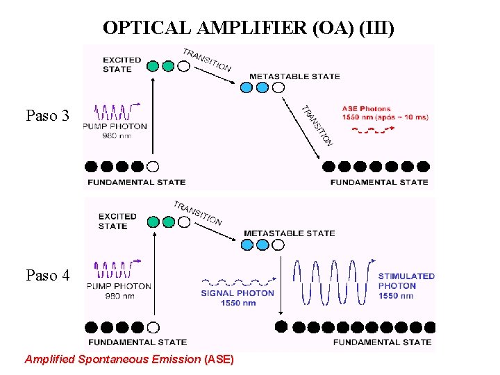 OPTICAL AMPLIFIER (OA) (III) Paso 3 Paso 4 Amplified Spontaneous Emission (ASE) 