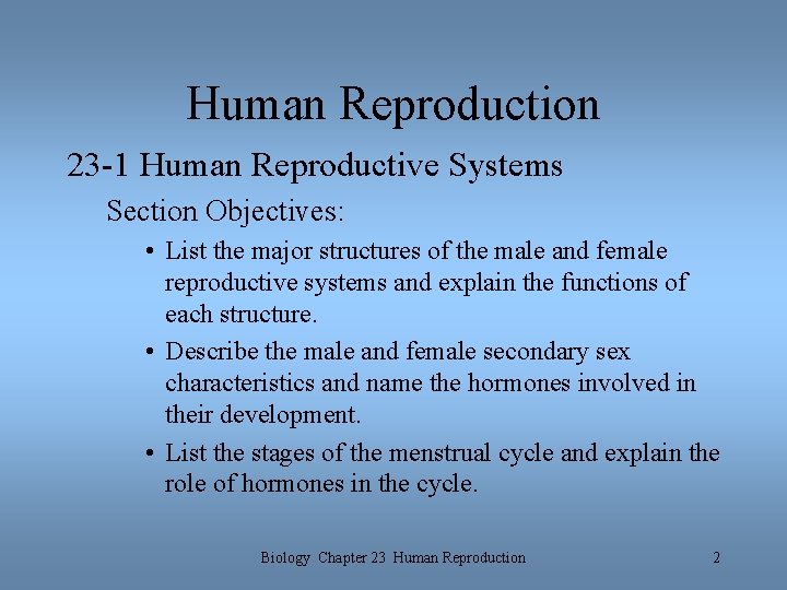 Human Reproduction 23 -1 Human Reproductive Systems Section Objectives: • List the major structures Human Reproduction 23 -1 Human Reproductive Systems Section Objectives: • List the major structures