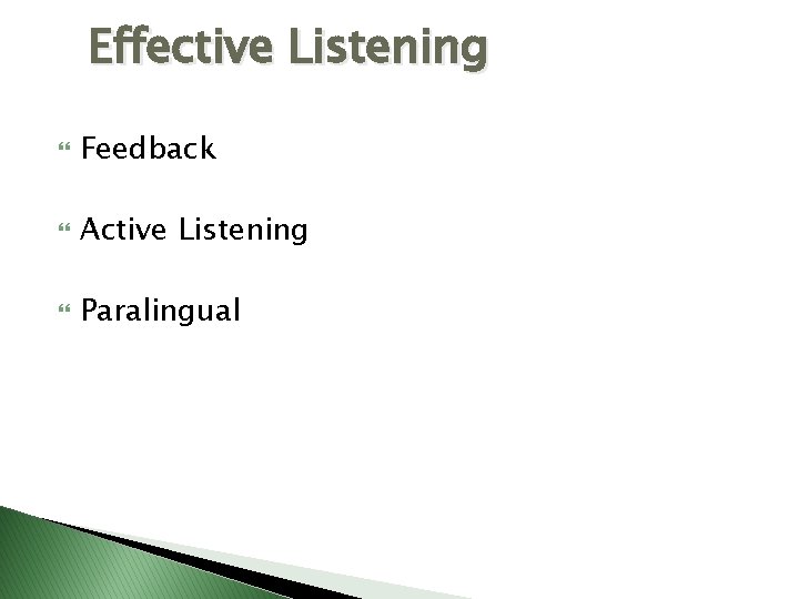 Effective Listening Feedback Active Listening Paralingual 