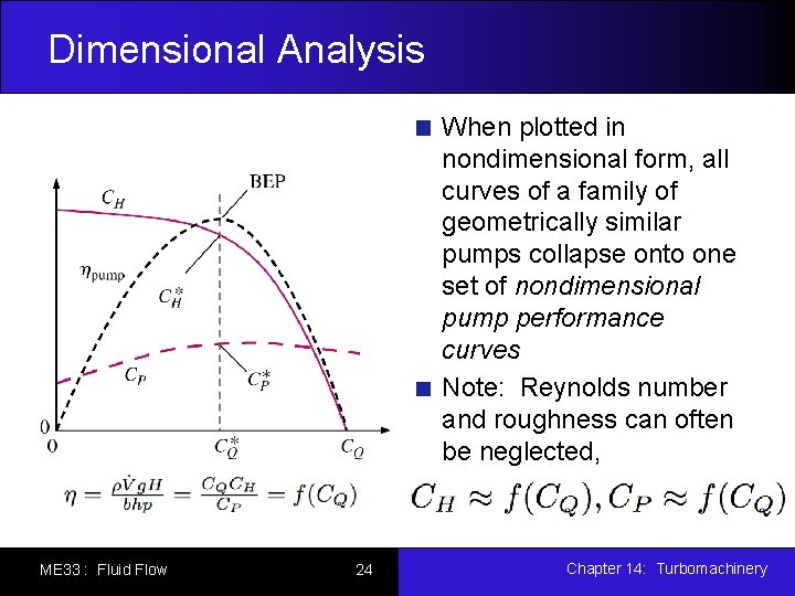 Dimensional Analysis When plotted in nondimensional form, all curves of a family of geometrically