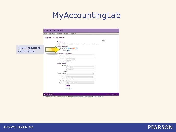 My. Accounting. Lab Insert payment information 