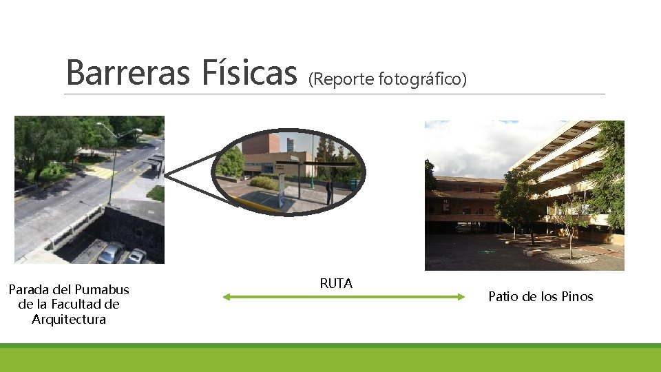 Barreras Físicas (Reporte fotográfico) Parada del Pumabus de la Facultad de Arquitectura RUTA Patio