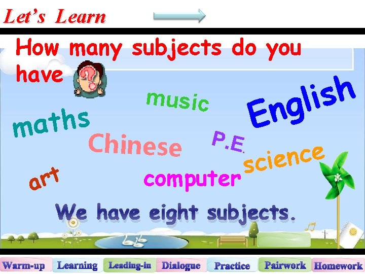 Let’s Learn How many subjects do you have h music s i gl s