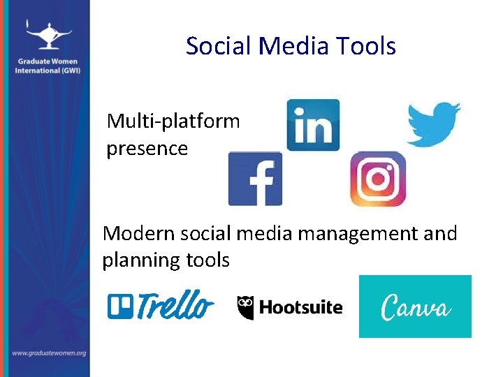 Social Media Tools Multi-platform presence Modern social media management and planning tools 