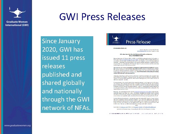 GWI Press Releases Since January 2020, GWI has issued 11 press releases published and