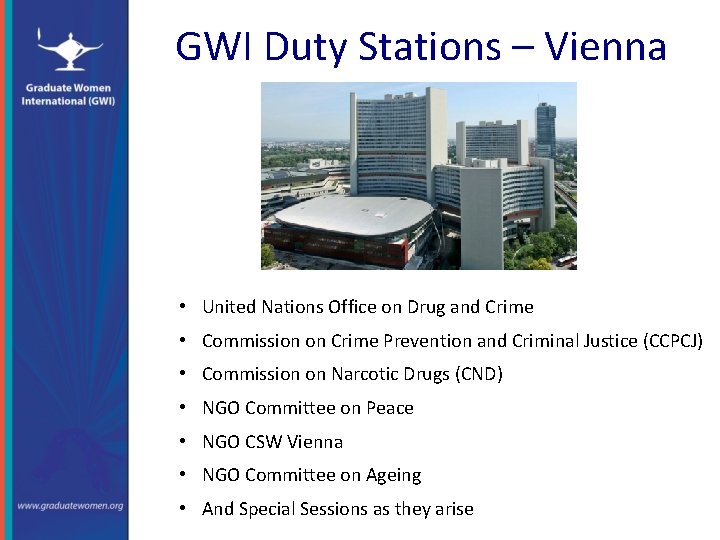 GWI Duty Stations – Vienna • United Nations Office on Drug and Crime •