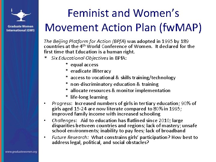 Feminist and Women’s Movement Action Plan (fw. MAP) The Beijing Platform for Action (BPf.