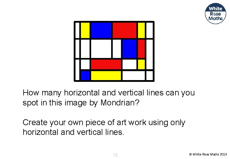 How many horizontal and vertical lines can you spot in this image by Mondrian?