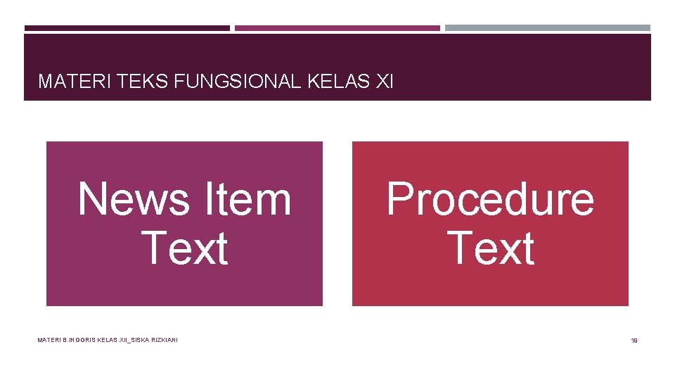 MATERI TEKS FUNGSIONAL KELAS XI News Item Text MATERI B. INGGRIS KELAS XII_SISKA RIZKIANI