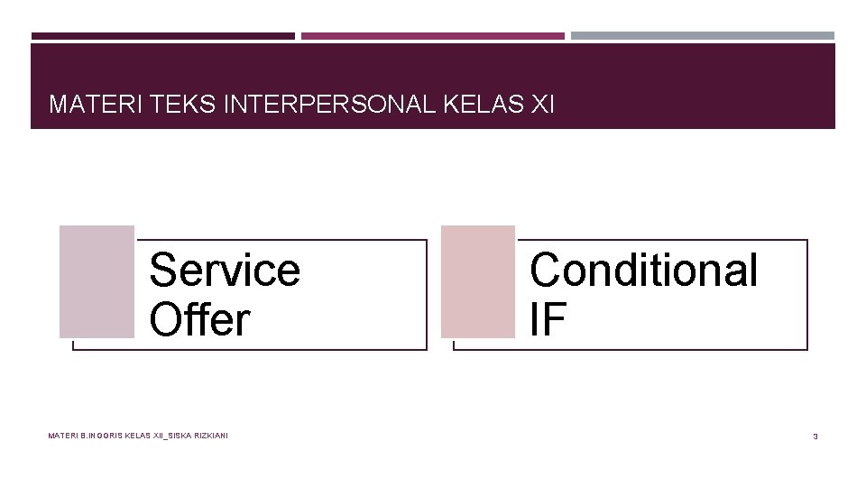 MATERI TEKS INTERPERSONAL KELAS XI Service Offer MATERI B. INGGRIS KELAS XII_SISKA RIZKIANI Conditional