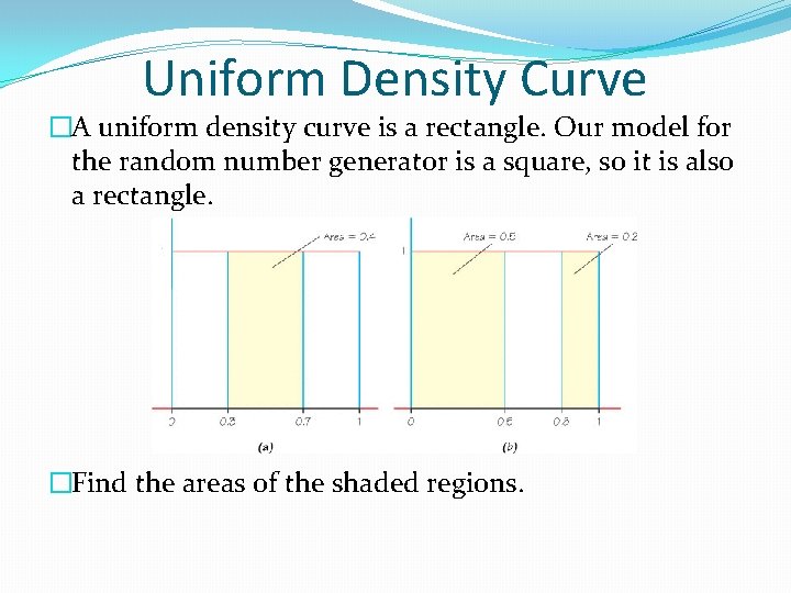 Uniform Density Curve �A uniform density curve is a rectangle. Our model for the