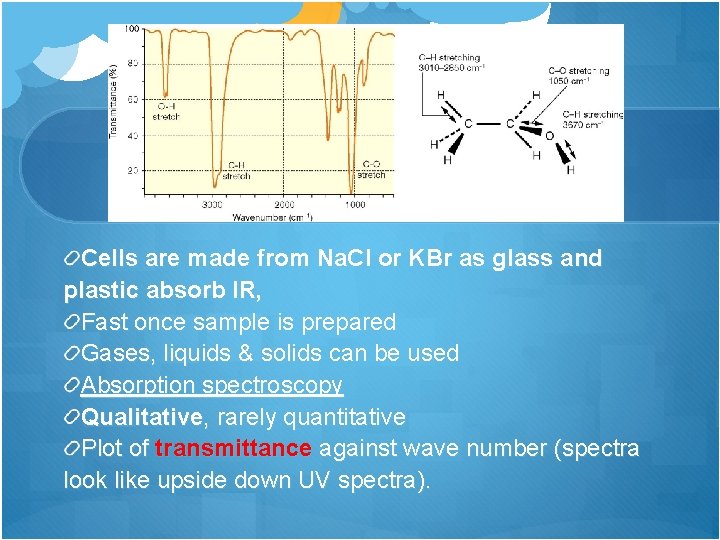 Cells are made from Na. Cl or KBr as glass and plastic absorb IR,