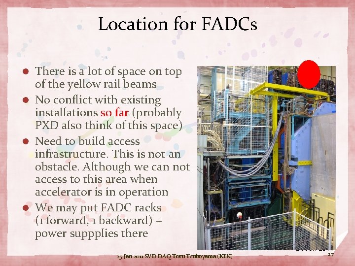 Location for FADCs There is a lot of space on top of the yellow