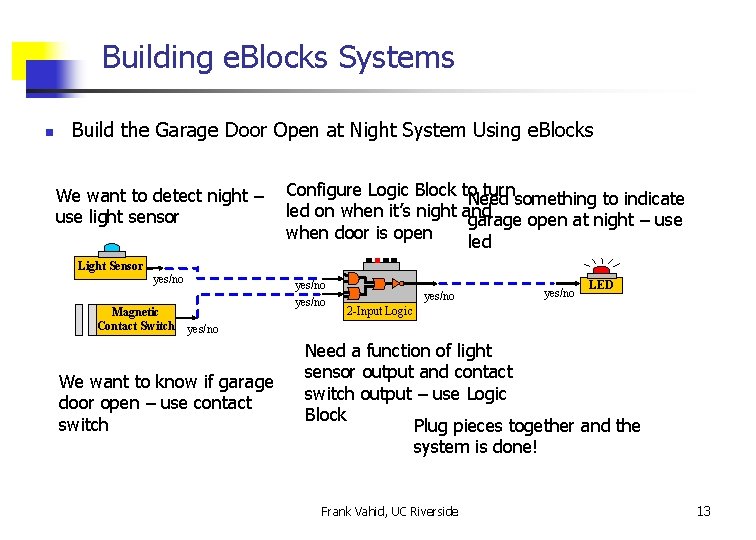 Building e. Blocks Systems n Build the Garage Door Open at Night System Using