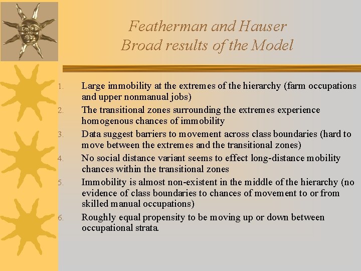 Featherman and Hauser Broad results of the Model 1. 2. 3. 4. 5. 6.