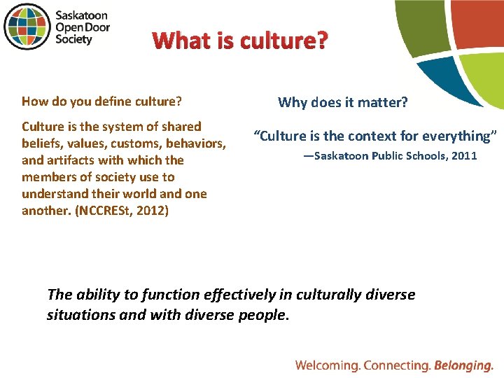 What is culture? How do you define culture? Culture is the system of shared