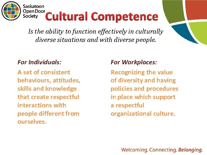 Cultural Competence Is the ability to function effectively in culturally diverse situations and with