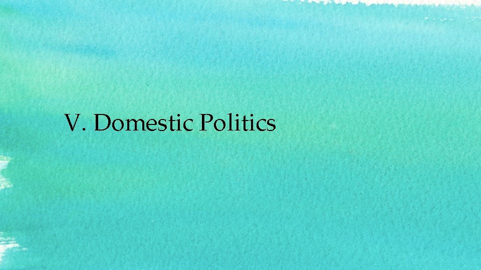 V. Domestic Politics 