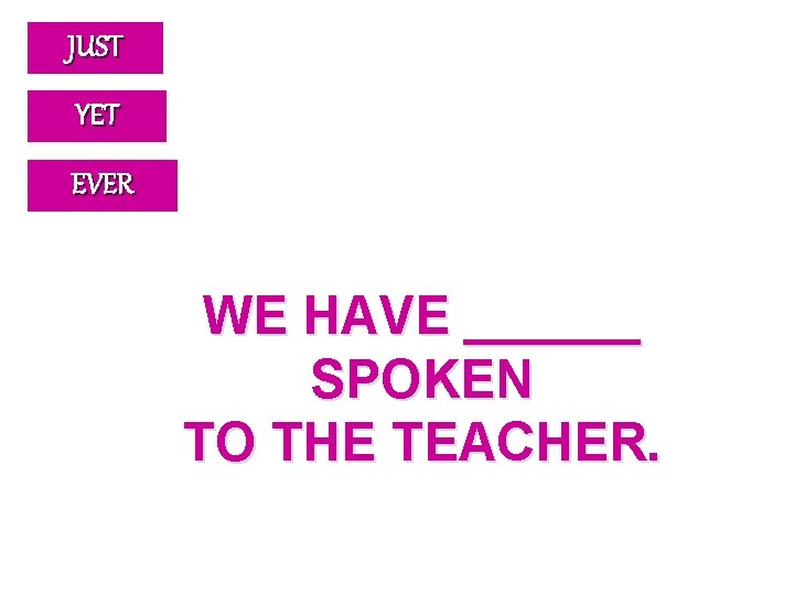 JUST YET EVER WE HAVE ______ SPOKEN TO THE TEACHER. 