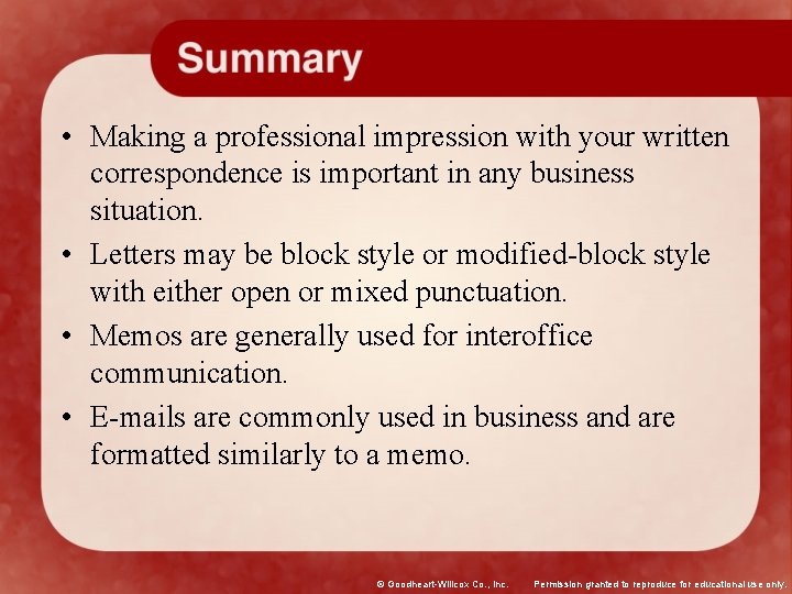  • Making a professional impression with your written correspondence is important in any