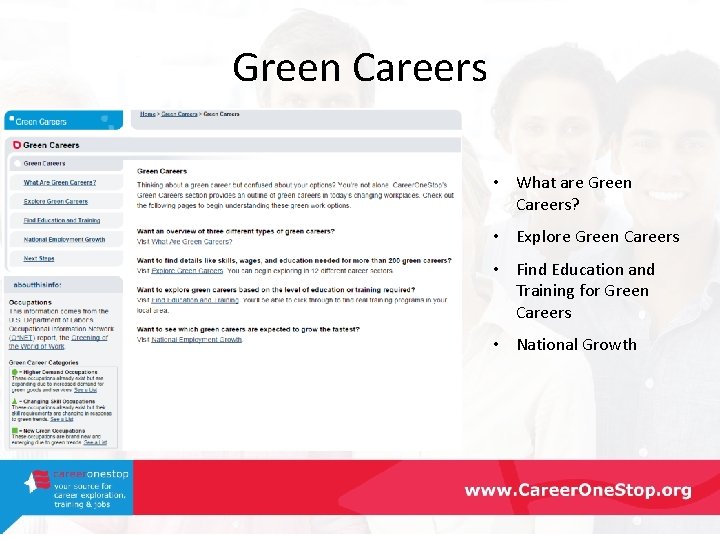 Green Careers • What are Green Careers? • Explore Green Careers • Find Education