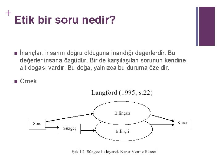 + Etik bir soru nedir? n İnançlar, insanın doğru olduğuna inandığı değerlerdir. Bu değerler