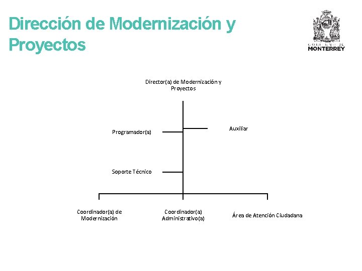 Dirección de Modernización y Proyectos Director(a) de Modernización y Proyectos Auxiliar Programador(a) Soporte Técnico