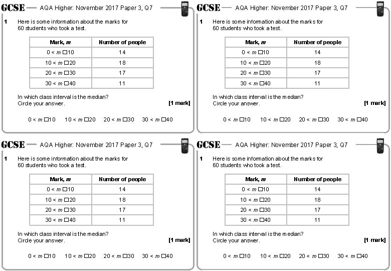 AQA Higher: November 2017 Paper 3, Q 7 1 AQA Higher: November 2017 Paper