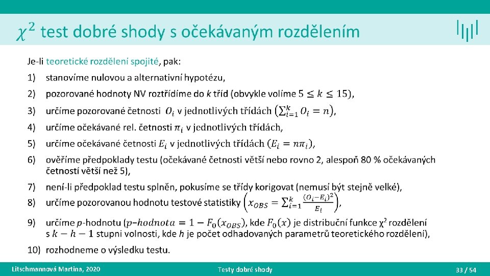  • Litschmannová Martina, 2020 Testy dobré shody 33 / 54 