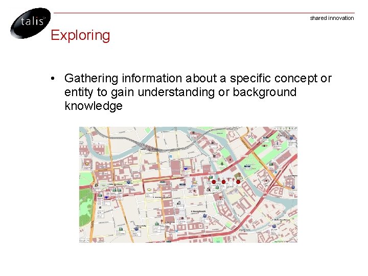 shared innovation Exploring • Gathering information about a specific concept or entity to gain
