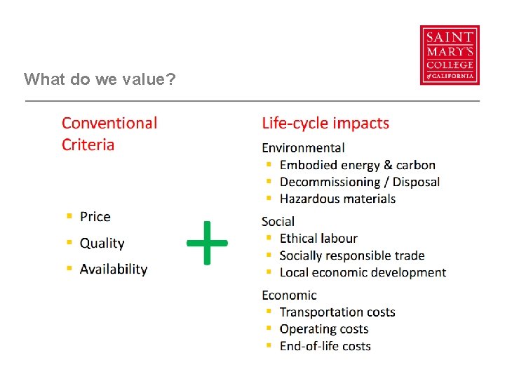 What do we value? What do we value?