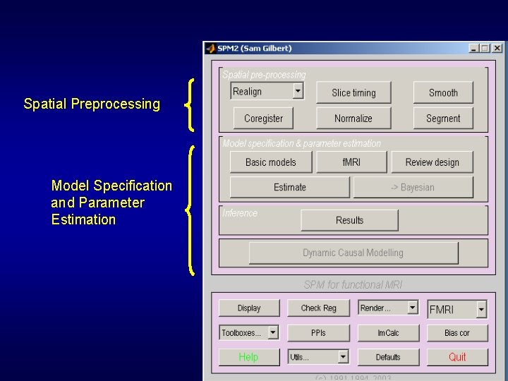 Spatial Preprocessing Model Specification and Parameter Estimation 