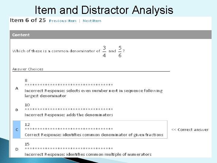 Item and Distractor Analysis 