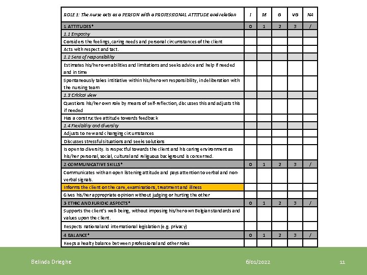 ROLE 1: The nurse acts as a PERSON with a PROFESSIONAL ATTITUDE and relation