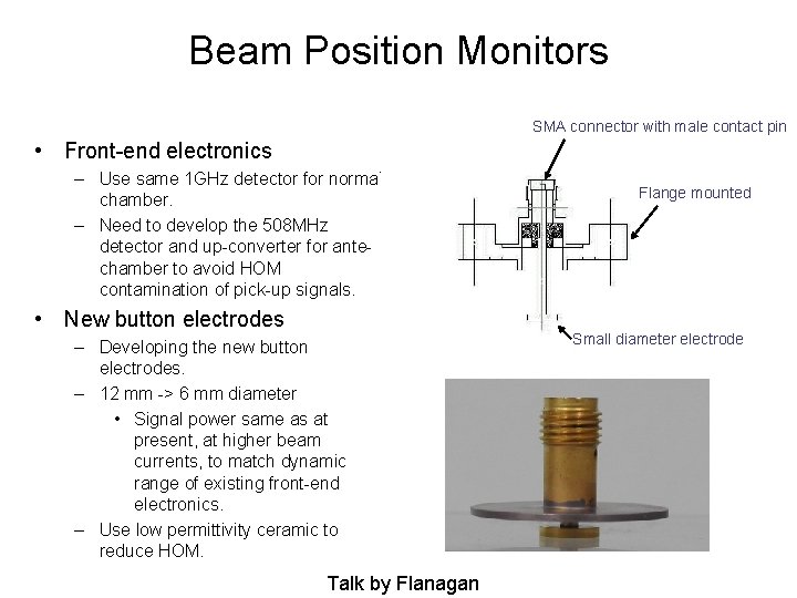 Beam Position Monitors SMA connector with male contact pin • Front-end electronics – Use