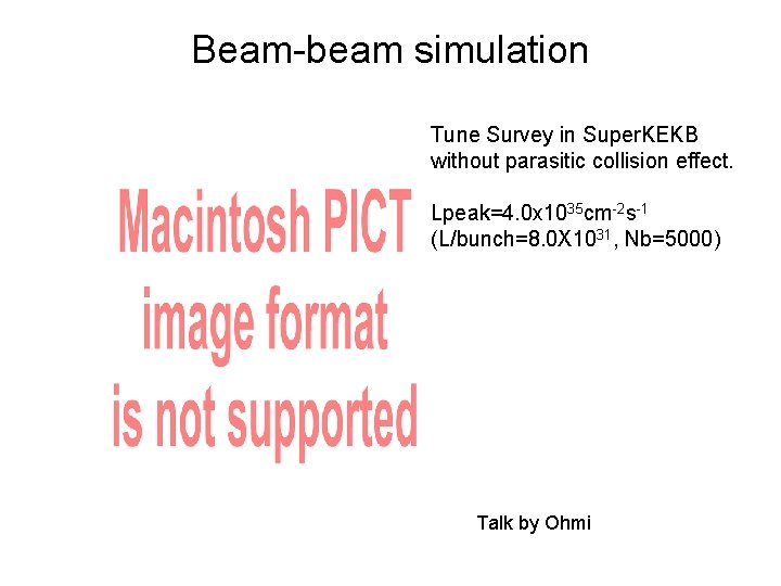 Beam-beam simulation Tune Survey in Super. KEKB without parasitic collision effect. Lpeak=4. 0 x